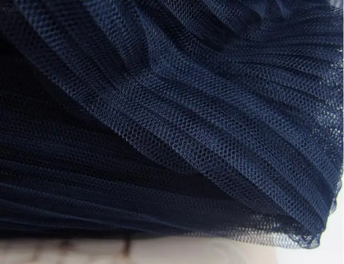 5 метров 158 см Королевского синего цвета Вечерние платья плиссированные дробленая сетчатая ткань темно-синий мятый тюль чистая ткань для компонентная юбка платье - Цвет: navy blue