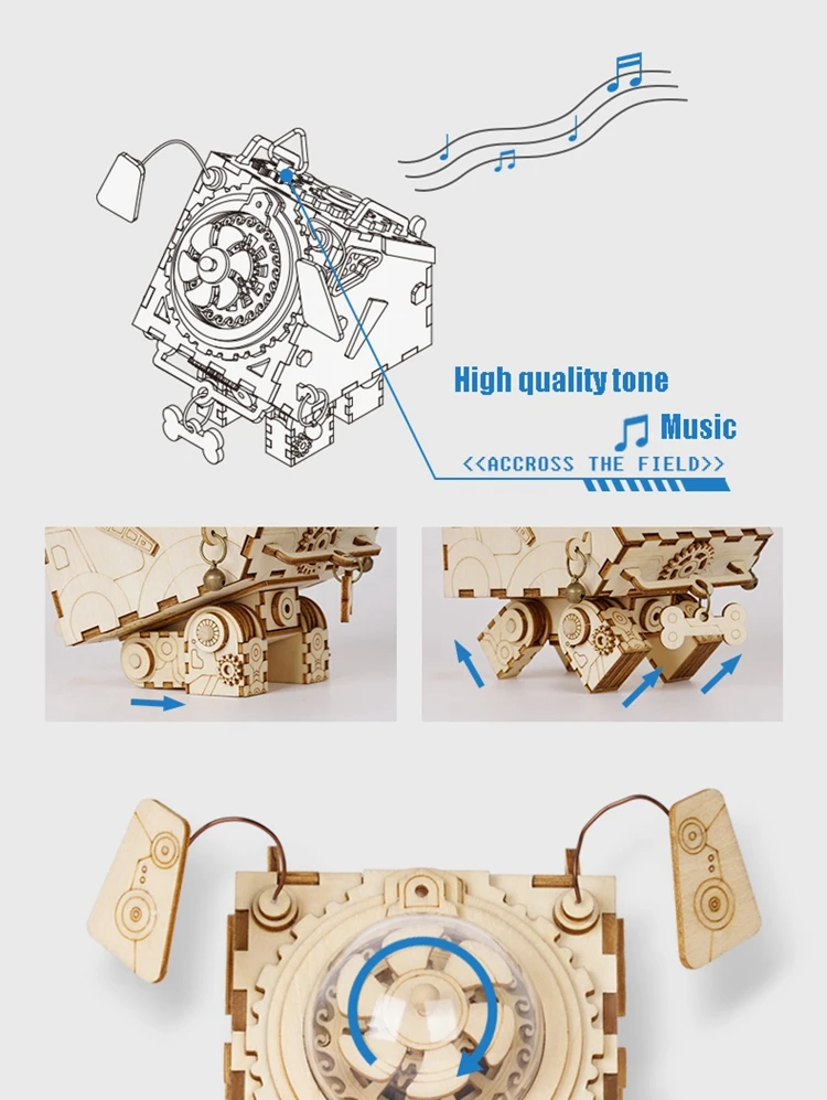 Сборные деревянные модели Robud, строительные наборы с музыкальной коробкой, 3D модели для сборки, игрушки Diy, подарки для мальчиков и девочек, AM Для дропшиппинга