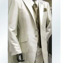 Верхний жених смокинг лучший мужчина слоновая кость костюм свадьба дружки / мужчины ужин костюмы жених( куртка+ брюки+ перевязка+ жилет) мы