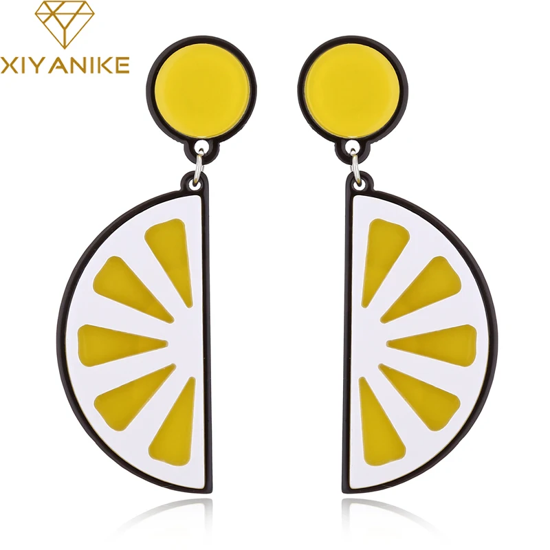

XIYANIKE New Fashion Night Club Acrylic Fruit Lemon Drop Earrings For Women Female Gift Statement Jewelry Summer Style E1855