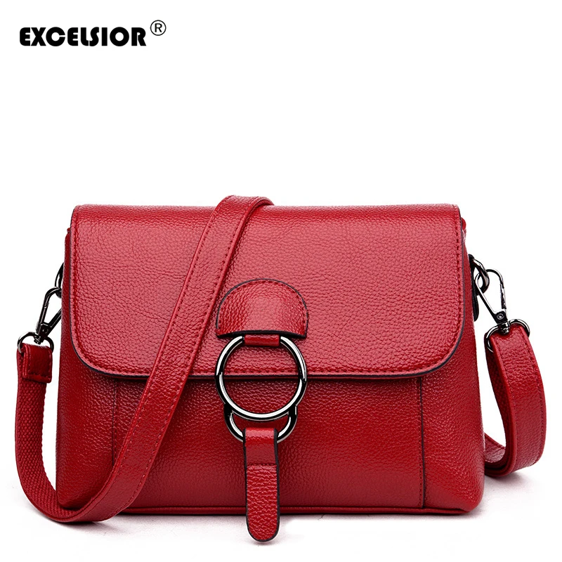 

EXCELSIOR PU Leather Casual Satchels Fashion Women's Bags High Quality Crossbody Bag for Female 2019 Mental Circle