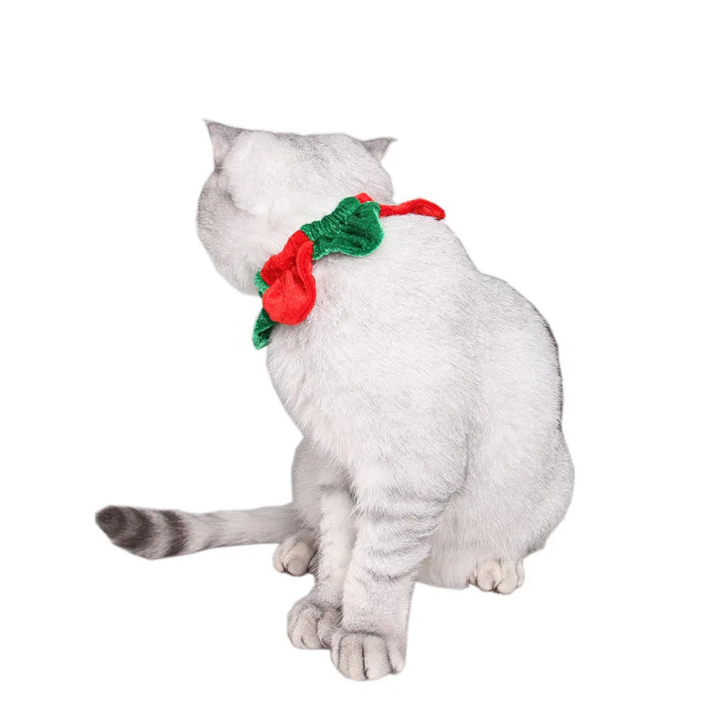 Christmas Red And Green Stitching Collar Protective Ring Pet Cat Puppy Collar Christmas Decorations For Home