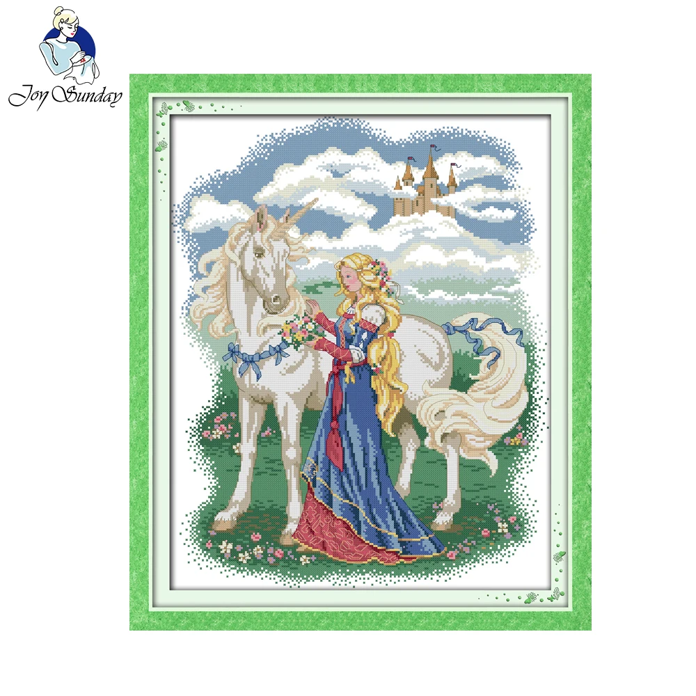 Набор для вышивки Белая лошадь и принцесса|joy sunday|cross stitch christmaschristmas cross |