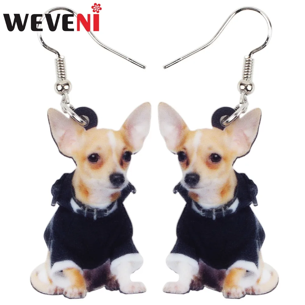 

WEVENI Acrylic Anime Dangle Drop Novelty Chihuahua Dog Big Long Earrings Fashion Animal Jewelry For Girls Women Ladies Wholesale