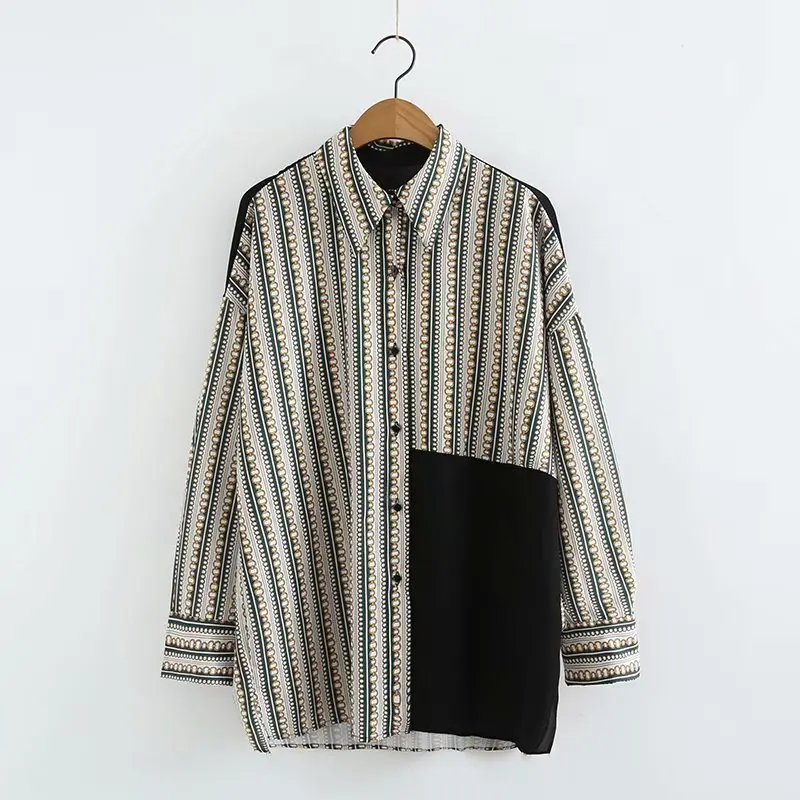 

Popular new TZE32 European and American Fashion Wind Printed Colour Shirt