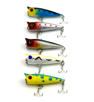 

HENGJIA 5pcs VIB fishing lure small float plastic Popper Crank Bait fishing Lures pesca Hard bait 5CM 4.9G 8# hooks Stick bait