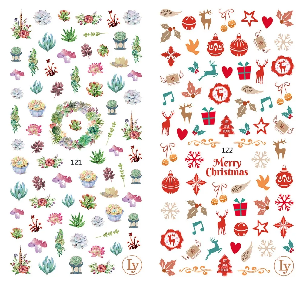 

5 sheet 15 type Colorful Japanese Nail Stickers Designs Gummed 3D Nail Art Stickers Decals Makep Art Decorations LY-061-075