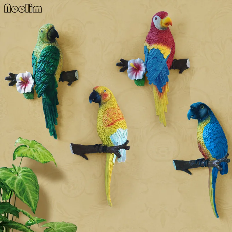 

NOOLIM Resin Creative Stereo Parrot American Pastoral European Retro Old Living Room Entrance Cafe Bar Shop Wall Decoration