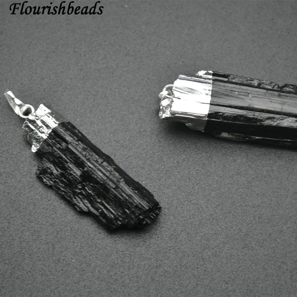 

Natural Black Tourmaline Rough Strip Stone Pendant Mineral Jewelry