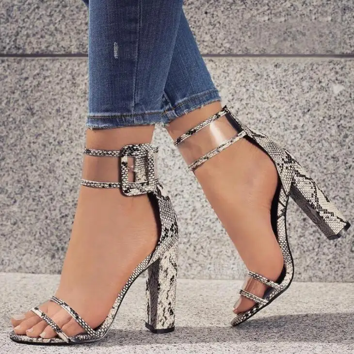 

2020 Women Pumps Sexy High Heels New Women Shoes Block Heels Ladies Shoes Women Sandals Buckle Women Heels Female Plus Size 43