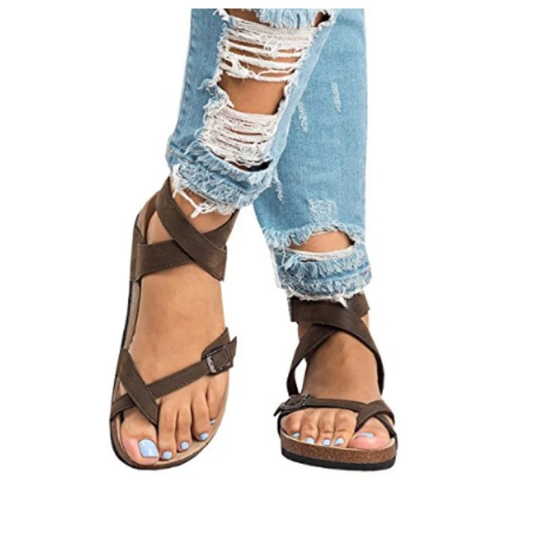 

New 2018 summer women sandals fashion buckle women shoes women flat beach sandals black sandales pour femmes