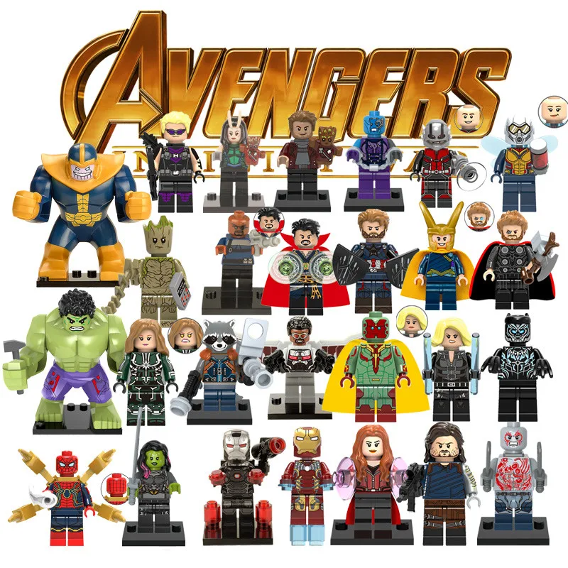 

1pcs Ation Figure LegolNGly Super Hero Avengers Captain Marvel Ant Man Wasp Building Blocks Hulk Black Panther Toys For Children