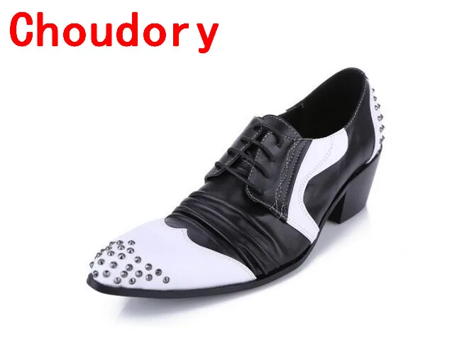 

Choudory mens shoes high heels studded loafers pointed toe dress shoes zapatos hombre vestir lace up oxford plus size