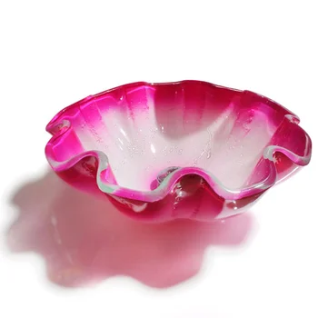 

Creative Pink glass Washbasin flower shape Tempered Bathroom Glass Vessel Vanity Sink with Free Pop Up Drain LO629301