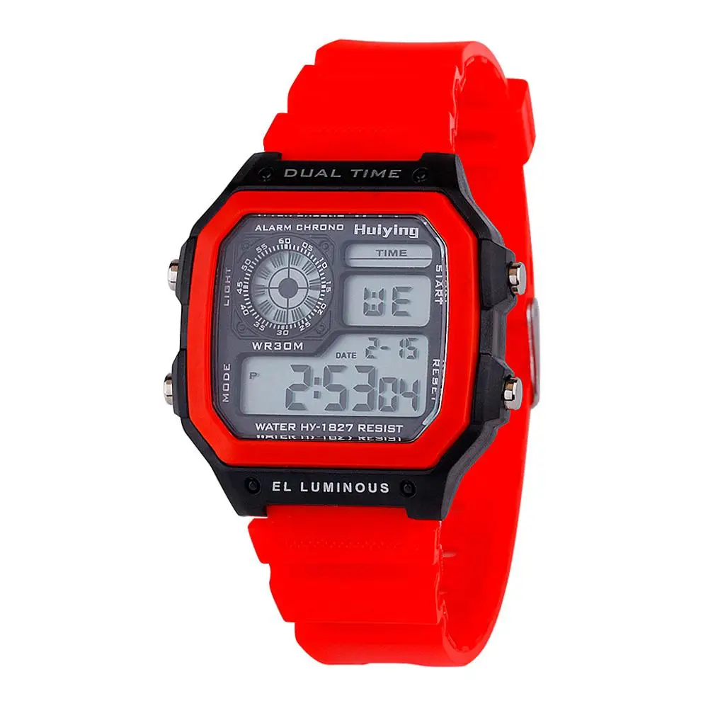 Мужские Цифровые спортивные водонепроницаемые часы с двойным временем, мужские многофункциональные светодиодный электронные часы, наручные часы с секундомером - Цвет: C