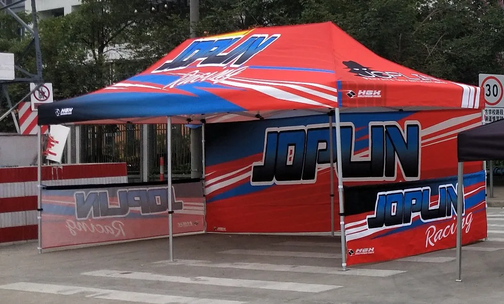 

3m by 6m luxury hexagonal alumium brame with customized logos and cross bar holding the half walls for outdoor and advertising