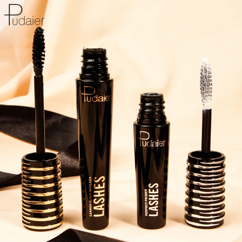 

Pudaier 2 In 1 Black Mascara + Eyelash Mate Cream 3D Fiber Makeup Eyelashes Lengthening Mascara Volume Eyelash