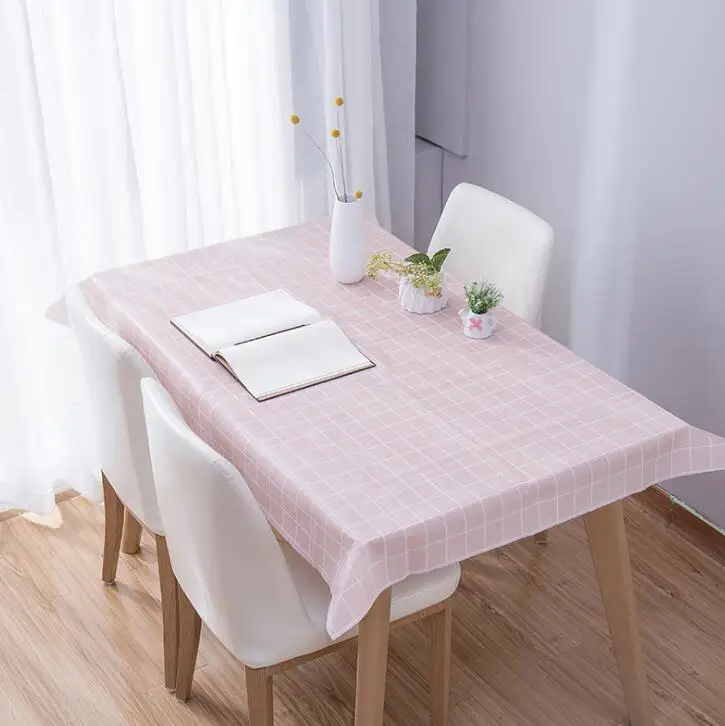 

Brief Plaid Pattern PVC Table Cloth Rectangular Waterproof Oilcloth Tablecloth Home Kitchen Table Decoration