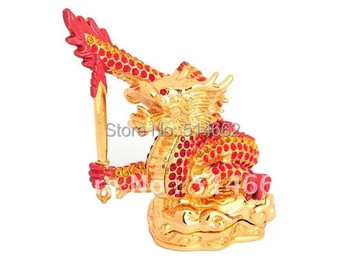 

Bejeweled Red Dragon w Flaming Sword feng shui