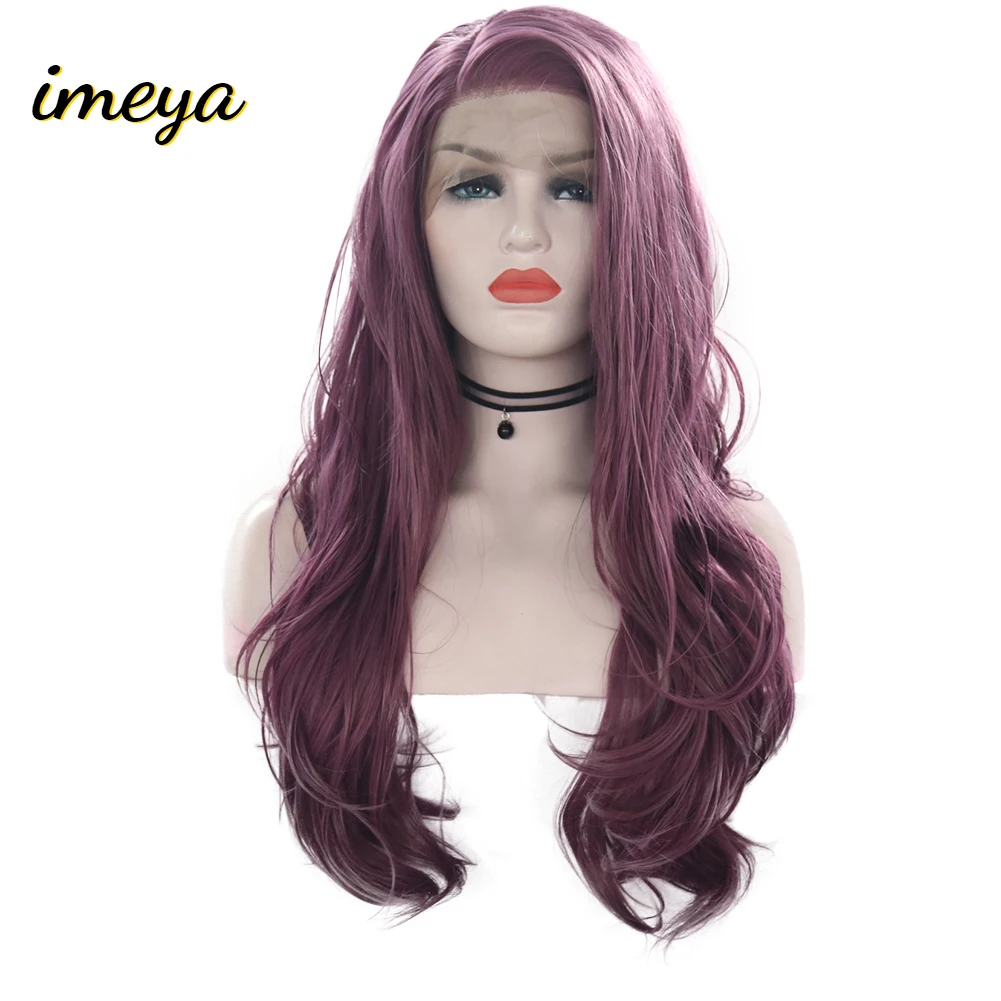 Imeya 24 ''модный розовый оранжевый фиолетовый кружевной передний парик длинные