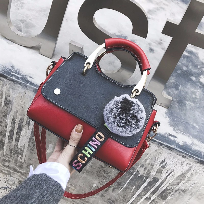 العلامة التجارية الفاخرة حقائب نسائية الإناث حقيبة ساعي Crossbody ل المرأة الليتشي مخلب التباين اللون المحمولة الشعر الكرة امرأة الأسود