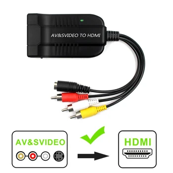 

Male CVBS AV Female S-Video Composite to Female HDMI Audio Adapter Converter 720P 1080P With USB Cable For HDTV DVD