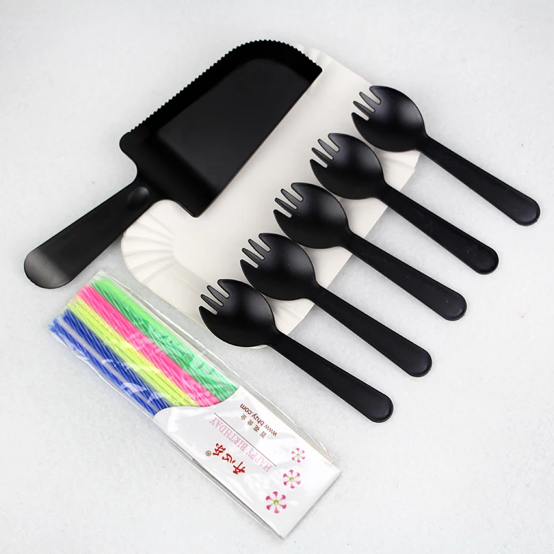 

simple black color Convenience party paper tableware Cake Party birthday decorations Disposable tableware supplies kawaii