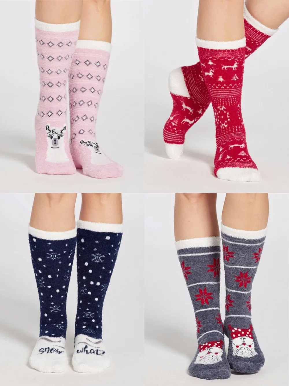 

Women Female Funny Happy Animal Knee Length Fuzzy Socks Stockings USA Size 5-10,Europe Size 35-42