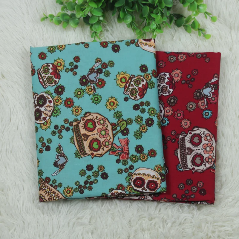 

100x130cm/39"x51" American Horror Skull Cotton Poplin Stretchy Fabric