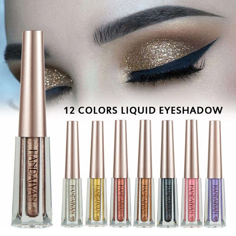12 цветов Блеск Eyehadow Жидкий водонепроницаемый Алмазный мерцающий женский косметический тени для век Макияж инструмент