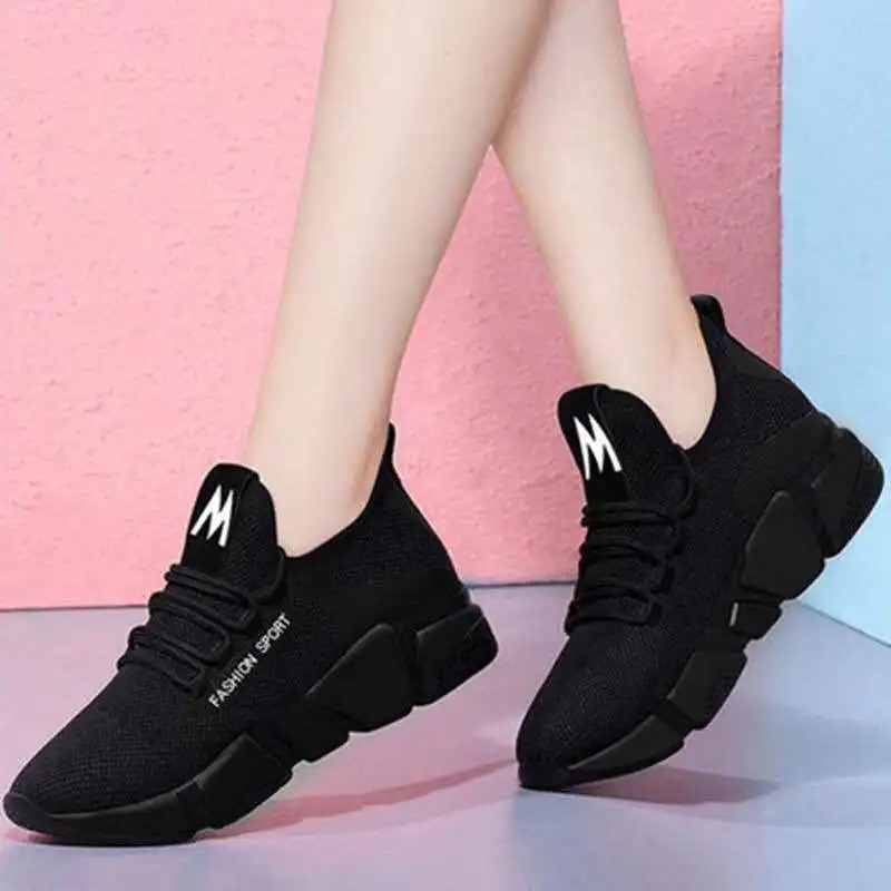 Spring New Women casual shoes fashion breathable lightweight Walking mesh lace up flat shoes sneakers women 35-40 plus size