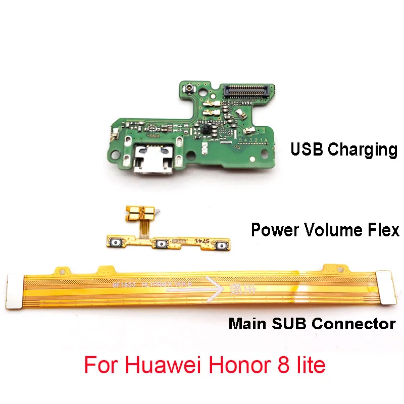 Гибкий основной кабель для материнской платы с разъемом USB для huawei Honor 8 lite P8, включение/выключение питания, громкость