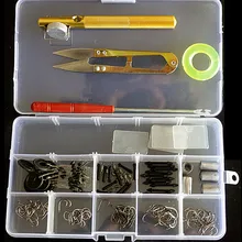 200 шт. рыболовные крючки. Аксессуары коробка Поплавковый стопор Пикер свинца рыбы с ножницами, чтобы автоматически связать крючок. X24