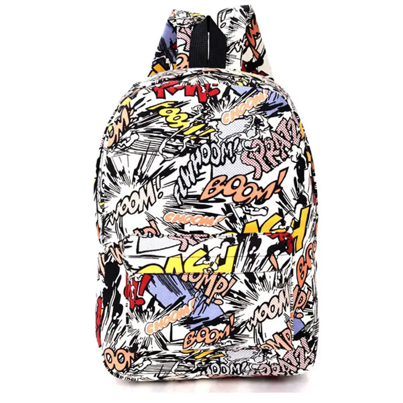 Hippie 2016 Canvas Backpacks Student School Bag Cartoon Print Rucksack Travel Pack Laptop Graffiti Bolsa Mochila Escolar XA1065C