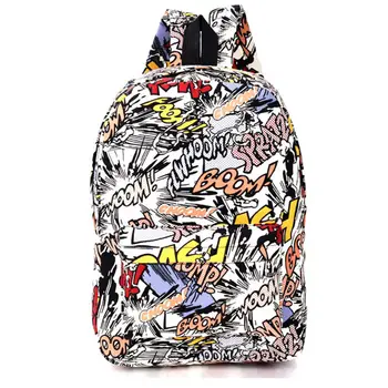 Hippie 2017 Canvas Backpacks Student School Bag Cartoon Print Rucksack Travel Pack Laptop Graffiti Bolsa Mochila Escolar XA1065C
