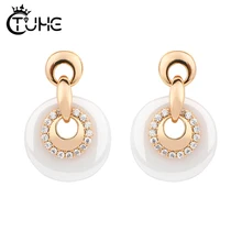 Европейские великолепные серьги-гвоздики ручной работы золотого цвета, черно-белые круглые серьги для женщин, шикарные ювелирные украшения, подвески в подарок