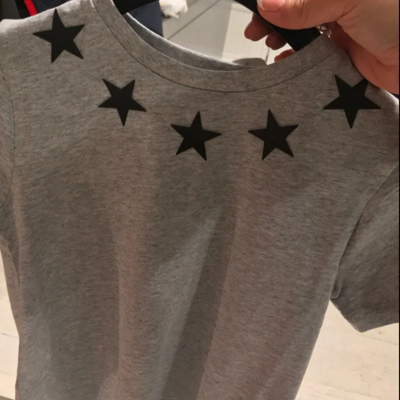 

2018 Summer Brand Kids T-shirt for Girl Kids Clothing Star Pattern White Gray Tee Shirt Clothes for Girl Tee Top