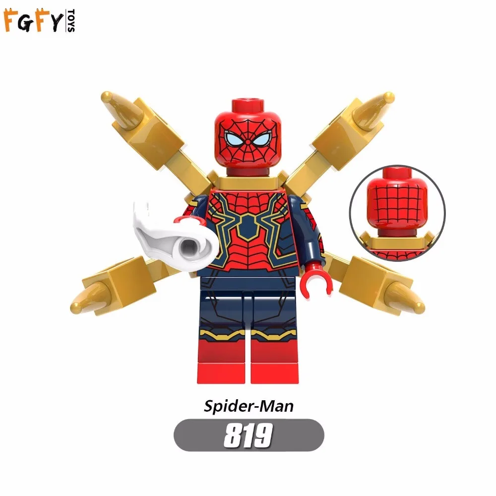 Legoing Spiderman Building Bricks Super Heroes Ironman Deadpool Thor Marvel Movie Action Figure Toys For Children education gift