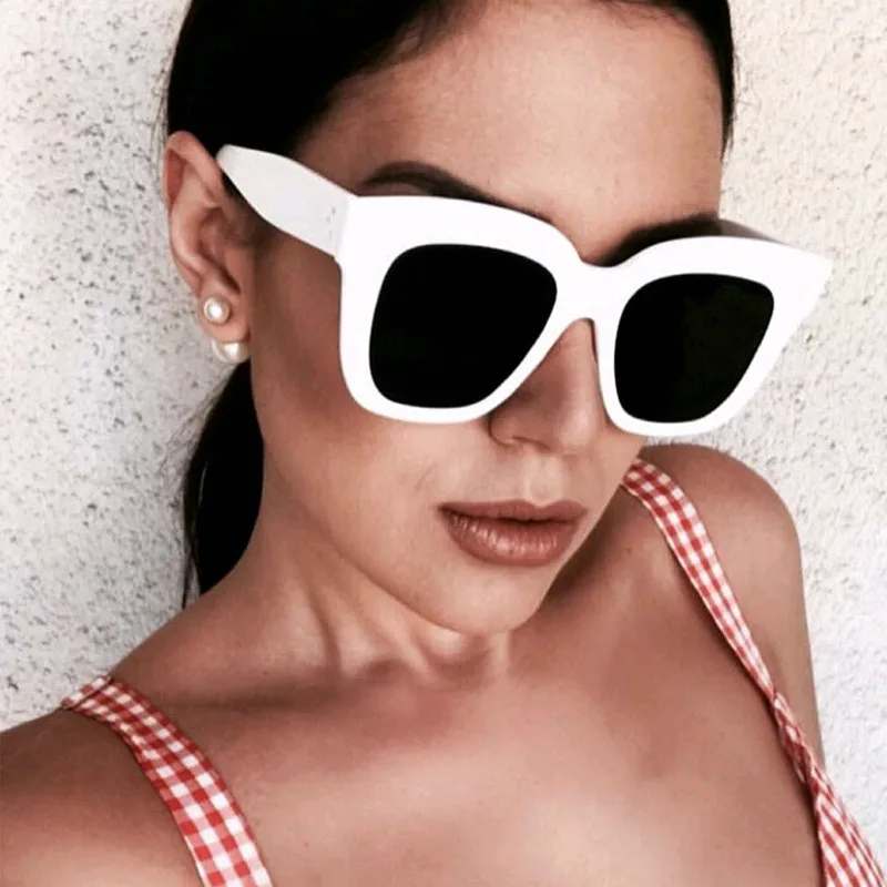 Новые модные солнцезащитные очки кошачий глаз, женские брендовые дизайнерские винтажные градиентные негабаритные Квадратные Солнцезащитные очки, солнцезащитные очки для женщин UV400