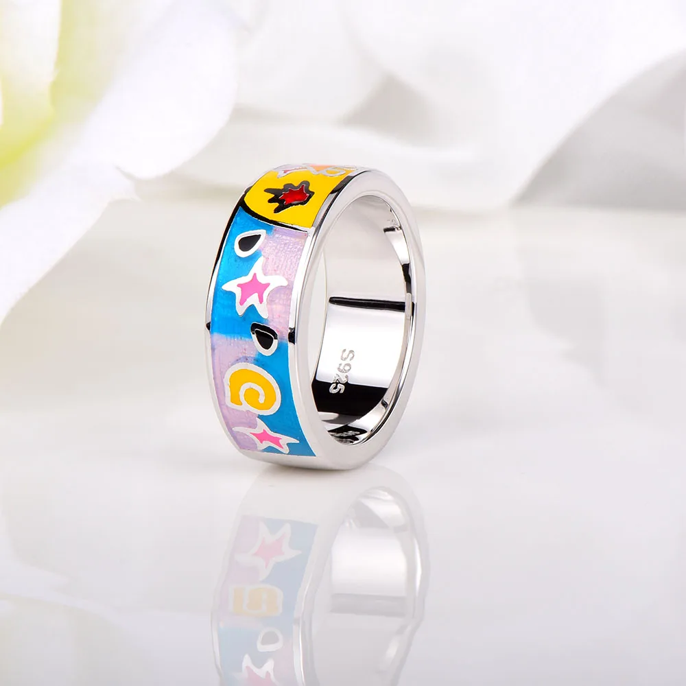 Rainmarch Handmade Cartoon Silver Enamel Ring For Women Engagement