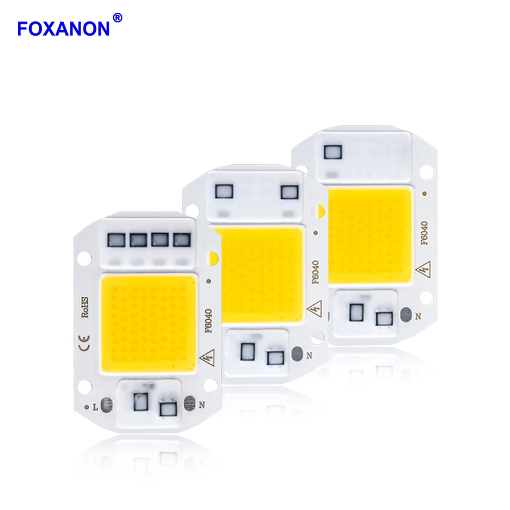 Светодиодные лампы Foxanon умные чипы IC COB светодиодная лампа на 20 Вт 30 50