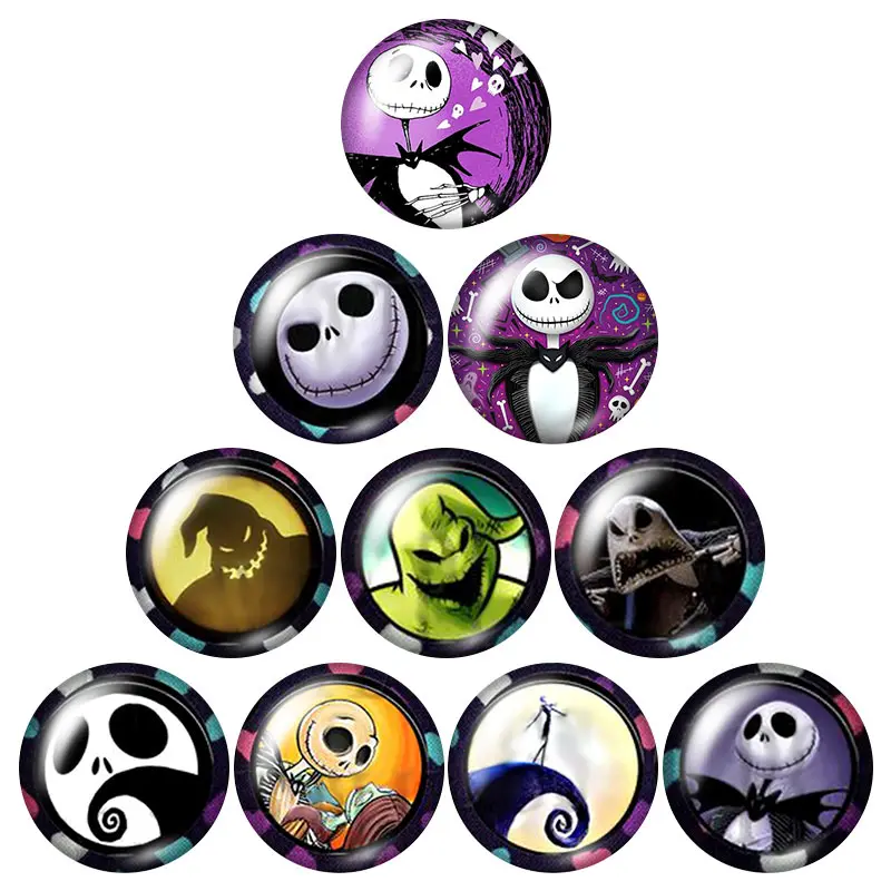 

The nightmare before Chiristmas Jack Skellington 10pcs 12mm//18mm/25mm Round photo glass cabochon demo flat back findings ZB0529