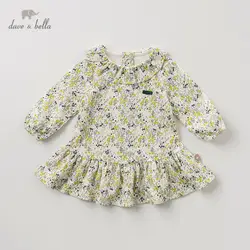 DB11843-2 dave bella/осеннее платье принцессы с милым бантом и цветочным рисунком для маленьких девочек детское модное праздничное платье детская