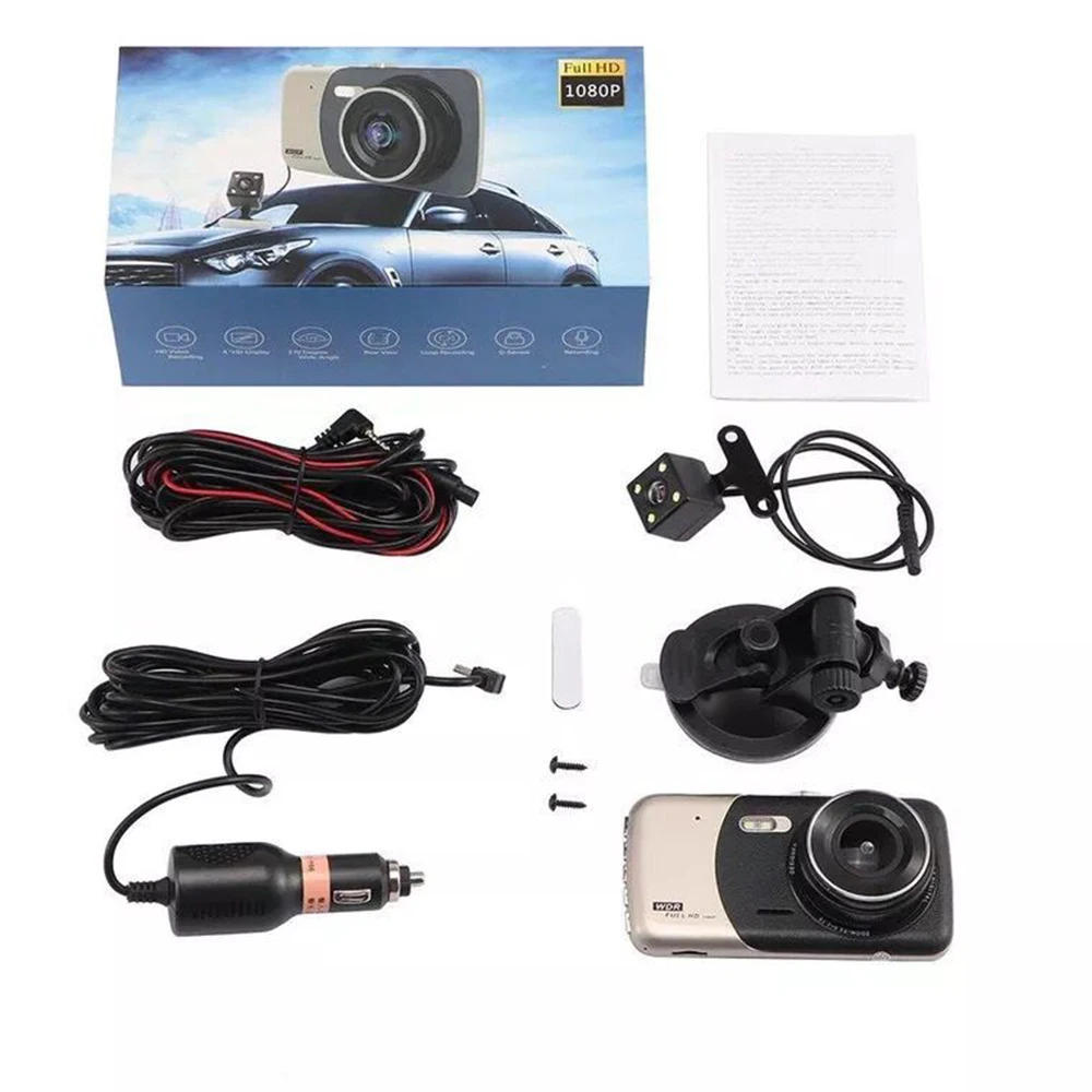 Dashcam, 4 polegadas, FHD, 1080P, 24H Monitor