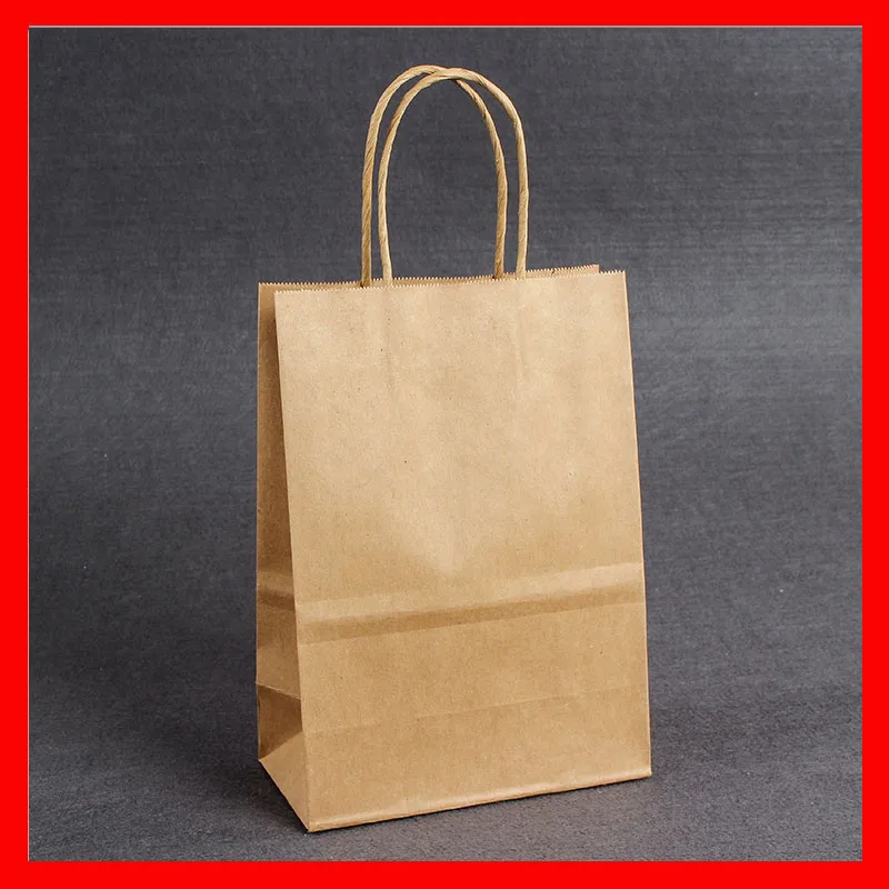 (100pcs/lot) Wholesale brown kraft paper bag with handlesin Shopping