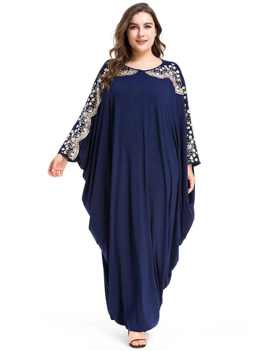 Долго мусульманское платье Летучая мышь рукава свободные Исламская Abayas Дубай Для женщин одежда весна-осень турецкий кафтан Турции арабских халат
