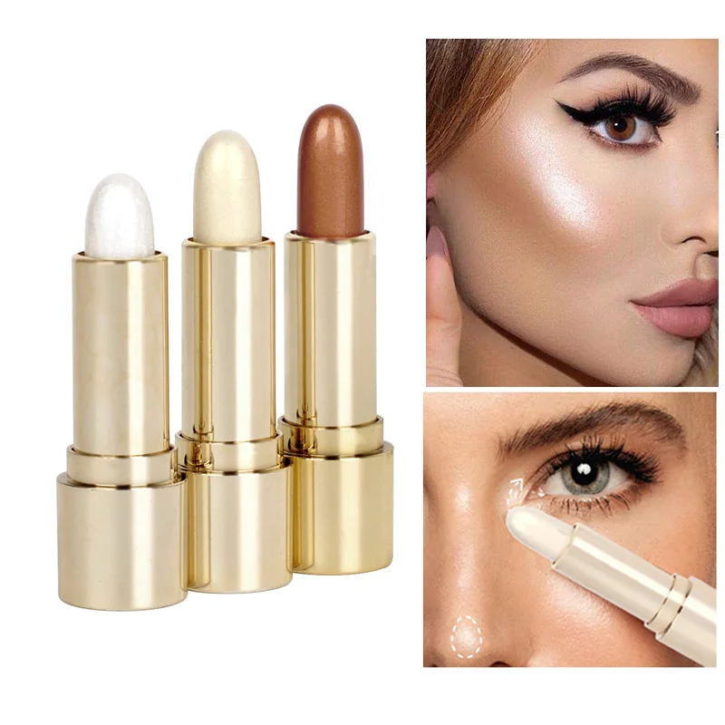 

HANDAIYAN Iluminador Bronzer Highlighter Pen Face Brighten Contour High Lighter Stick Easy to Wear Shimmer Glitter Makeup