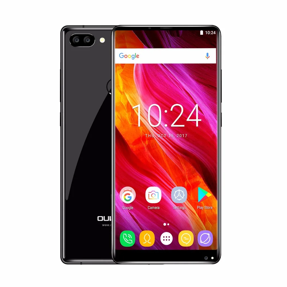 Смартфон Oukitel MIX 2 5,9" с 18:9 экраном 4G, Восьмиядерный процессор HelioP25, 6 ГБ+ 64 ГБ, 21 Мп+ 13 МП камера, 9 В/2 А, быстрое зарядное устройство, 4080 мАч, мобильный телефон