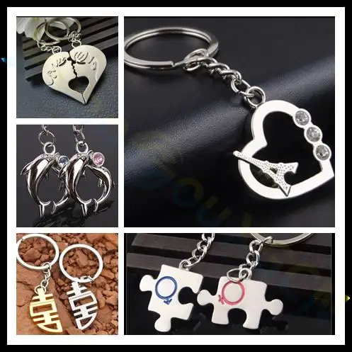 

1pcs Couple love Key rings Metal Paris Tower Heart Keychain Wedding Valentine's Day Gift party favor Keyring Key Chain