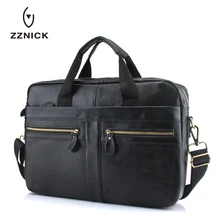 ZZNICK Новая мужская сумка из натуральной кожи Большая вместительная сумка-мессенджер Компьютерная сумка портфель повседневная дорожная сумка